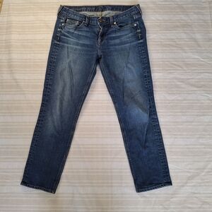 J. Crew Blue Medium Wash Matchstick Crop Straight Leg Denim Jeans Women Size 29